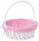 White Round Willow Gift Basket, with Gingham Liner and Handle